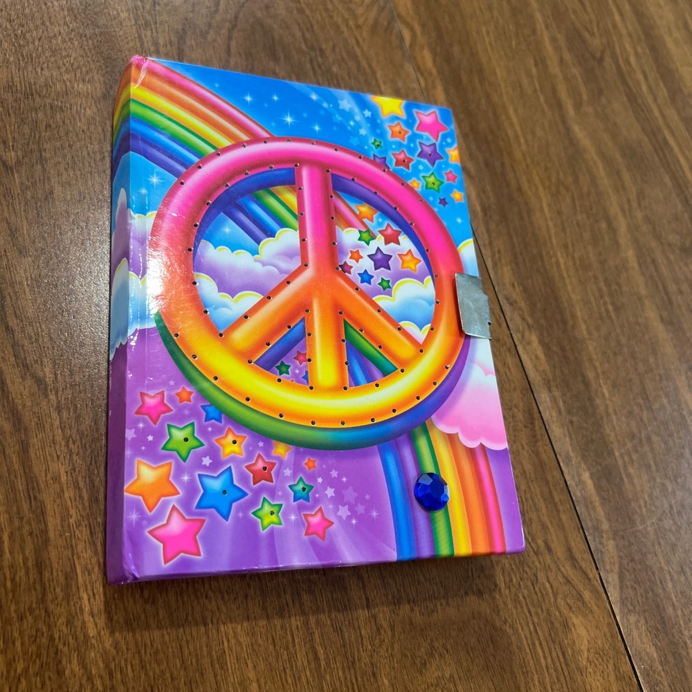 Lisa Frank Vintage Rainbow Peace Sign Diary Lined Journal Vintage